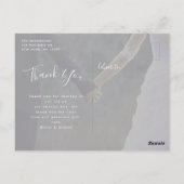 Elegant Faux Vellum Multi Photo Weddenschap Dank j Briefkaart (Achterkant)