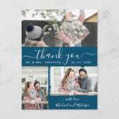 Elegant Faux Vellum Multi Photo Weddenschap Dank j Briefkaart (Voorkant)