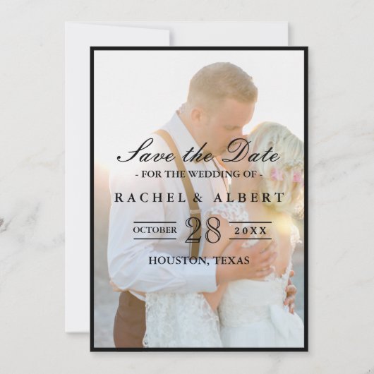 Elegant Faux Vellum Overlay Foto Weddenschap Save  Save The Date (Voorkant)