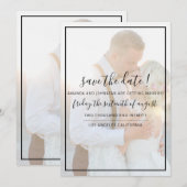 Elegant Faux Vellum Overlay Photo Wedding Save The Date (Voorkant / Achterkant)