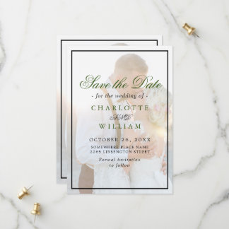 Elegant Faux Vellum Overlay Photo Wedding Save The Date