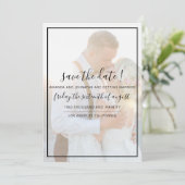 Elegant Faux Vellum Overlay Photo Wedding Save The Save The Date (Staand voorkant)