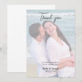 Elegant Faux Vellum Photo Beach Weddenschap Bedankkaart (Voorkant / Achterkant)