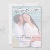Elegant Faux Vellum Photo Beach Wedding Save The Date (Voorkant)