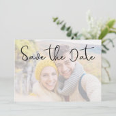 Elegant Faux Vellum Photo Effect Script Weddenscha Save The Date (Staand voorkant)