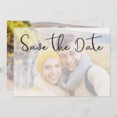 Elegant Faux Vellum Photo Effect Script Weddenscha Save The Date (Voorkant / Achterkant)