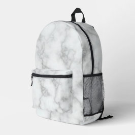 Elegant Faux White Marble Bedrukte Rugzak