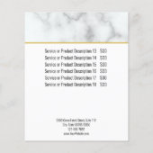 Elegant Faux White Marble Business Price List Flyer (Achterkant)