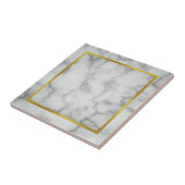 Elegant Faux White Marble en Faux Gold Tegeltje (Zijkant)