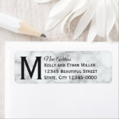 Elegant Faux White Marble Monogrammed New Address Etiket (Insitu)