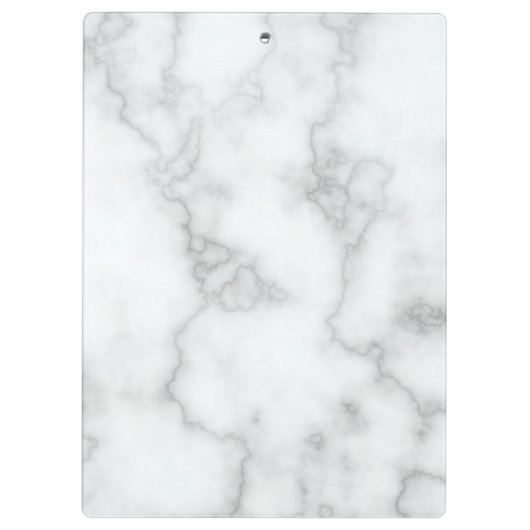 Elegant Faux White Marble Name Black Text Sjabloon Klembord (Achterkant)
