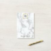 Elegant Faux White Marble Name Monogram Sjabloon Post-it® Notes (Op bureau)