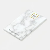 Elegant Faux White Marble Name Monogram Sjabloon Post-it® Notes (Schuin)