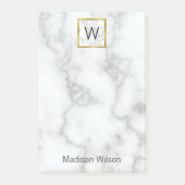 Elegant Faux White Marble Name Monogram Sjabloon Post-it® Notes (Voorkant)