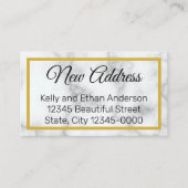 Elegant Faux White Marble New Address Informatiekaartje (Voorkant)