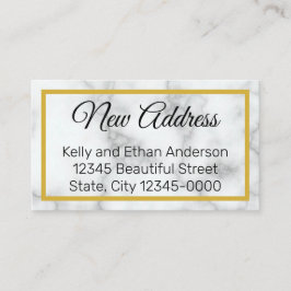 Elegant Faux White Marble New Address Informatiekaartje