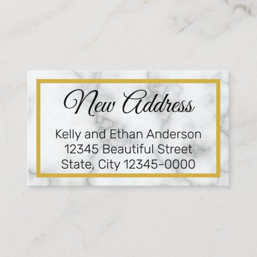 Elegant Faux White Marble New Address Informatiekaartje (Voorkant)