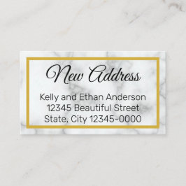 Elegant Faux White Marble New Address Informatiekaartje