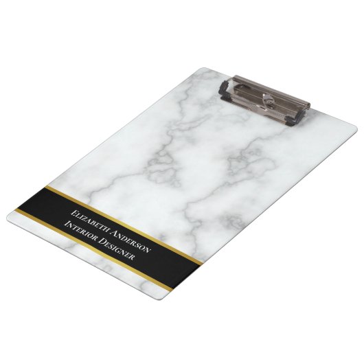 Elegant Faux White Marble Professional Klembord (Gekanteld)
