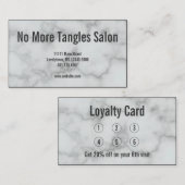 Elegant Faux White Marble Salon Loyalty Kaart Visitekaartje (Voorkant / Achterkant)