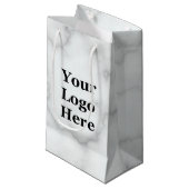 Elegant Faux White Marble Your Logo here Sjabloon Klein Cadeauzakje (Voorkant Gekanteld)