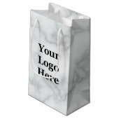 Elegant Faux White Marble Your Logo here Sjabloon Klein Cadeauzakje (Achterkant Gekanteld)