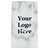 Elegant Faux White Marble Your Logo here Sjabloon Klein Cadeauzakje (Voorkant)