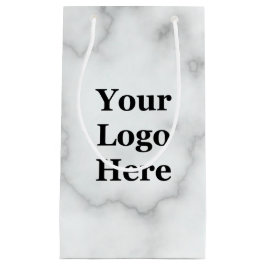 Elegant Faux White Marble Your Logo here Sjabloon Klein Cadeauzakje
