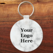 Elegant Faux White Marble Your Logo here Sjabloon Sleutelhanger (Voorkant)