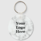 Elegant Faux White Marble Your Logo here Sjabloon Sleutelhanger (Achterkant)