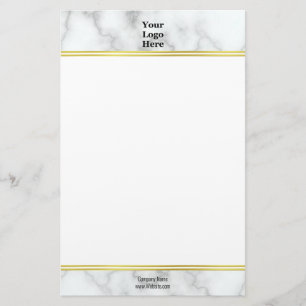 Elegant Faux White Marble Your Logo Stationer Briefpapier