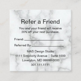 Elegant Faux White Marmer Jouw Logo hier Aanbevelingskaartje