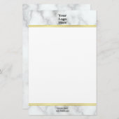 Elegant Faux White Marmer Jouw Logo hier Briefpapier (Voorkant / Achterkant)