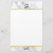 Elegant Faux White Marmer Jouw Logo hier Briefpapier (Voorkant)