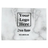 Elegant Faux White Marmer Jouw Logo hier Groot Cadeauzakje (Achterkant)