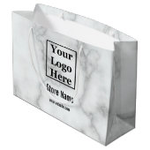 Elegant Faux White Marmer Jouw Logo hier Groot Cadeauzakje (Achterkant Gekanteld)