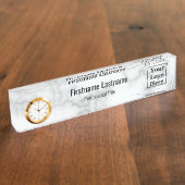 Elegant Faux White Marmer Jouw Logo hier Naambordje (Zijkant)