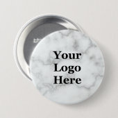 Elegant Faux White Marmer Jouw Logo hier Ronde Button 7,6 Cm (Voorkant /achterkant)