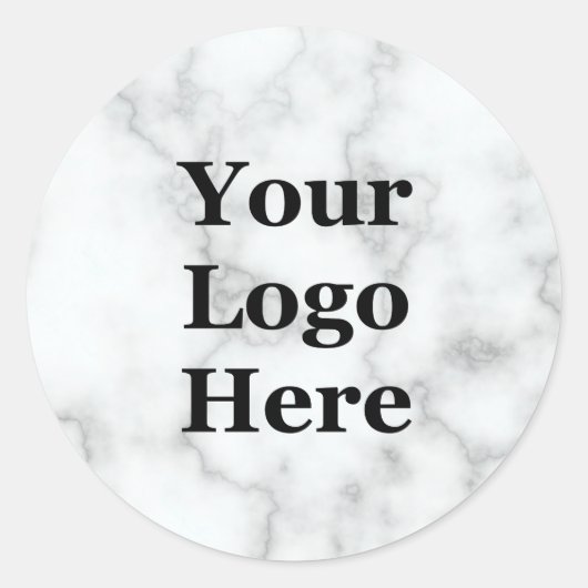 Elegant Faux White Marmer Jouw Logo hier Ronde Sticker (Voorkant)