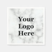 Elegant Faux White Marmer Jouw Logo hier Servet (Voorkant)