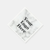 Elegant Faux White Marmer Jouw Logo hier Servet (Hoek)
