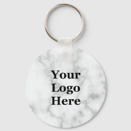 Elegant Faux White Marmer Jouw Logo hier Sleutelhanger