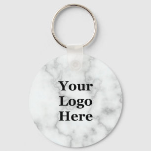 Elegant Faux White Marmer Jouw Logo hier Sleutelhanger