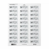 Elegant faux wit marmer monogram retouradres etiket (Full Sheet)