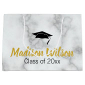 Elegant Faux Wit Marmeren Afstuderen Afstuderen Na Groot Cadeauzakje (Voorkant)