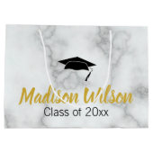 Elegant Faux Wit Marmeren Afstuderen Afstuderen Na Groot Cadeauzakje (Achterkant)