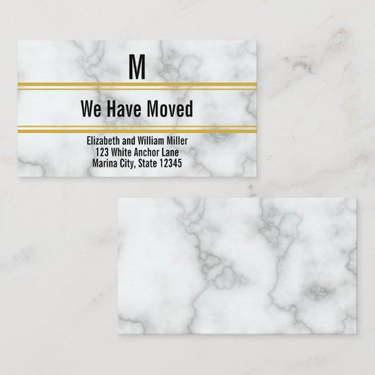 Elegant Faux Wit Marmeren Monogram We hebben verpl Informatiekaartje (Voorkant / Achterkant)