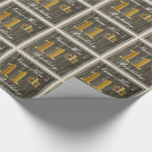 Elegant, Faux Wood, Faux Gold 11th Birthday + Naam Cadeaupapier (Hoek)