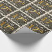 Elegant, Faux Wood, Faux Gold 17th Birthday + Naam Cadeaupapier (Hoek)