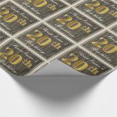 Elegant, Faux Wood, Faux Gold 20th Birthday + Naam Cadeaupapier (Hoek)